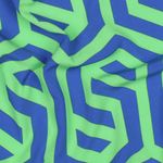 Tecido para blusas e vestidos - Stretch Labirinto Azul Verde
