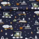 Popeline de coton - Engins de chantier Bleu marine foncé