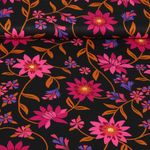 Baumwoll-Voile - Blumenranken Schwarz