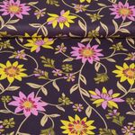 Voile de coton - Guirlandes de fleurs Aubergine