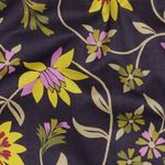 Voile de coton - guirlandes florales aubergine