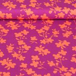 Viskose Stretch - Blumenzweige Lila Orange