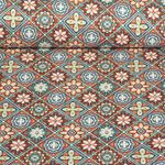 Bestruken bomull - Orientaliska orange blommor