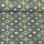 Gecoat katoen - Oosterse blauwe bloemen