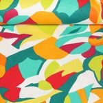 Cretonne de coton - Fleurs abstraites Blanc Rouge