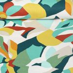 Baumwoll-Cretonne - Abstrakt Blumen Weiß Grün