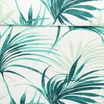 Baumwoll Canvas - Palmenblätter Weiß Petrol