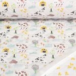 Gesteppter Stoff - Babystepp Doubleface Bauernhof Grau