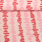 Biologische jacquard jersey - Picknickweide Beige Rood