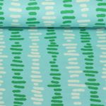Biologische jacquard jersey - Picknickweide Beige Turquoise