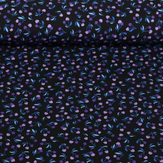 Bio Jersey - Hamburger Liebe Digitaldruck Picknick Cherries Schwarz