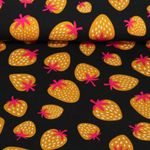 Organic Jersey - Hamburger Liebe Digitale Print Picknick Aardbeien Zwart