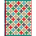 Panneau Popeline de coton bio - Hamburger Liebe Picknick Cheater Quilt Bleu-0