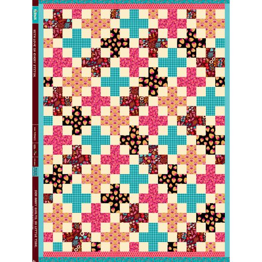 Panneau Popeline de coton bio - Hamburger Liebe Picknick Cheater Quilt Noir