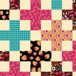 Panneau Popeline de coton bio - Hamburger Liebe Picknick Cheater Quilt Noir-1