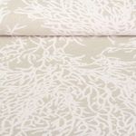 Baumwoll-Canvas - Leinenlook Korallen Grau Weiß