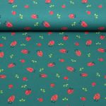 Jersey - Digitaldruck Erdbeeren Petrolgrün