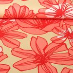 Viskosejersey - Große Blüten Beige