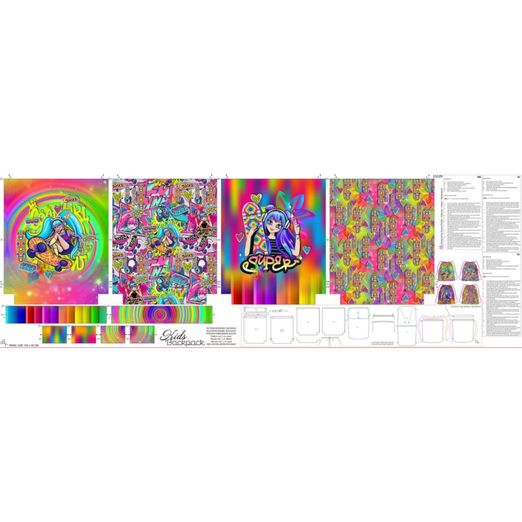 Canvas Panel - Digitaldruck Kids Backpack Cool Girl Multicolor