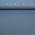 Double gaze de coton - Impr. sur film Fleurs Bleu jeans