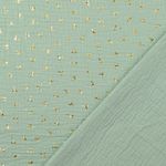 Katoenen mousseline - Double Gauze met folieprint bloemen Mint