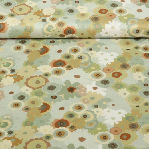 Baumwoll-Voile - Digitaldruck Blumen Khaki