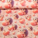 Jersey - Impression digitale 3D Hérissons et pêches Rose