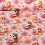 Jersey - Impression digitale 3D Hérissons et pommes Rose