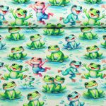 Jersey - Digitaldruck Frösche Weiß