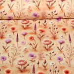 Jersey - Impression digitale Lavande et fleurs Beige