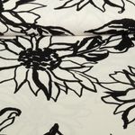 Viskoseleinen - Große Blüten Weiß Schwarz
