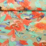 Jersey de viscose -  Roses en aquarelle Beige