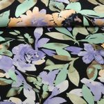 Jersey de viscose -  Roses en aquarelle Noir