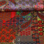 Satin - Paisley Bubble Rot Multicolor