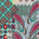 Satinê - Paisley Bubble Laranja Multicolorido