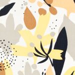 Lino de viscosa – Flores y hojas blanco y amarillo