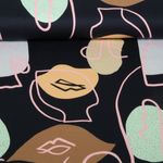 Baumwoll-Satin - Stretch Gesichter Navy