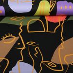 Baumwoll-Satin - Stretch Gesichter Schwarz