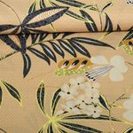 Baumwoll-Satin - Stretch Blumen Blätter Beige