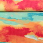 Kleider und Blusenstoff - Stretch Bubble Aquarell Petrol