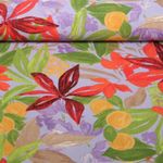 Kleider und Blusenstoff - Leinenstruktur Blumen Lavendel