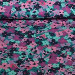 Beschichtete Baumwolle - Blumen Petrol