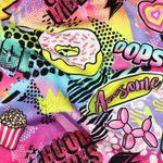 Zomersweat - French Terry digitale print Donuts Fuchsia multicolor