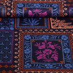 Baumwoll-Satin - Patches Blumen Palmen Navy