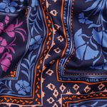 Bomullssatin - Blommor och palmer lappar Navy