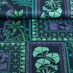 Baumwoll-Satin - Patches Blumen Palmen Petrol