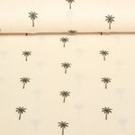 Gaze de coton - Double Gaze Palmiers brodés Beige