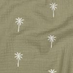 Bomulls Musselin - Double Gauze Broderade Palmer Grön Bomulls Musselin - Double Gauze Broderade Palmer Grön