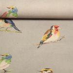 Baumwoll-Canvas Hugo & Hilda - Vögel Grau