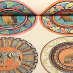 Baumwoll-Canvas Hugo & Hilda - Mandalas Tiere Ecru
